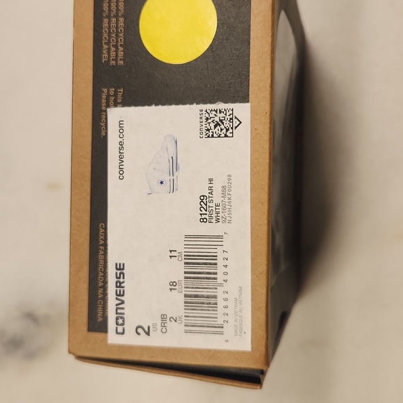 Converse First Star White Baby Crib Shoes - Size:2 - Picture 8 of 9